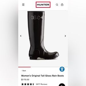 Hunter Original Gloss Tall Rain Boot - Size 8 - Very good condition!